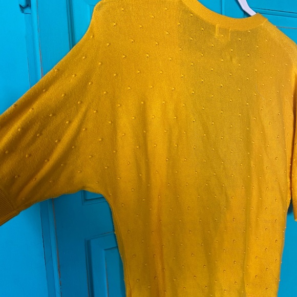 Lightweight Cardigan Textured Yellow Bracelet- Length Sleeves Cocoon Sweater M - Picture 8 of 10